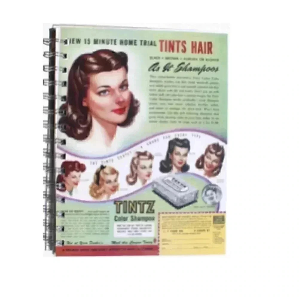 1950s Hair Tints Color Shampoo Ad Notes Journal College Ruled Spiral Notebook